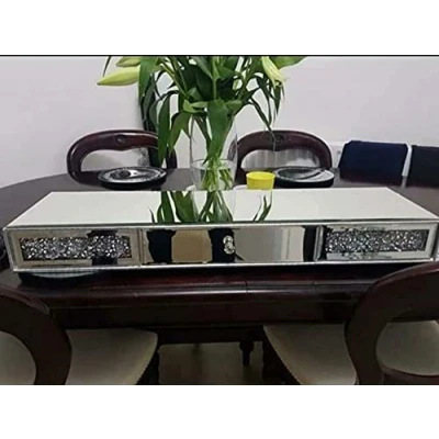 Image of Biznest Mirrored Diamond Crush Floating Wall Shelf Crystal Modern 80X20 Sparkly Bling