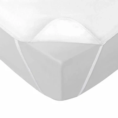 Image of douceur d&#039;intérieur, Shelly Waterproof Mattress Protector with Elastic Bands (160 x 200 cm) White TPU Sponge