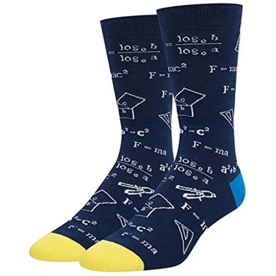 Image of Mathematical Mens Socks Formula Print Crew for Women and Girls Geometry Abstract Math Character Funny Novelty Tube Hosiery