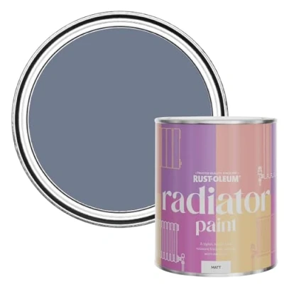 Image of Rust Oleum Blue Heat Resistant Radiator Paint in Matt Finish Hush 750ml