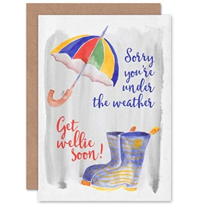 Image of Wee Blue Coo CARD GET WELL SOON WELLIE BOOT PUN GIFT
