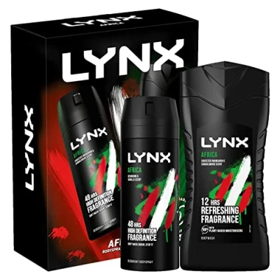 Image of Lynx Africa Duo Gift Set 2019 full size Body Spray 150ml &amp; Wash 250ml