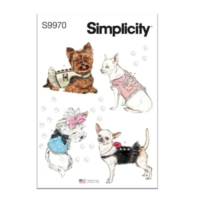 Image of SIMPLICITY Sewing Pattern SS9970A Dog Coats A (XXS XS S M)