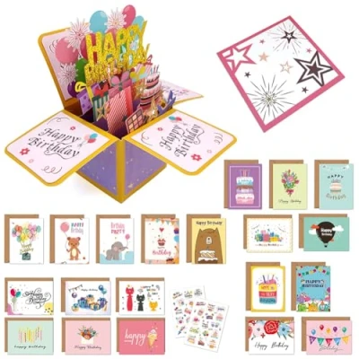 Image of Birthday card,3D Pop up Greeting Cards, Happy Congratulations Cards with Envelope for Mom Women Girls Friends Romance Gift Card