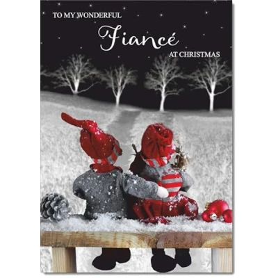 Image of doodlecards Fiance Christmas Card Couple at Night Medium Size for with Plain Envelope