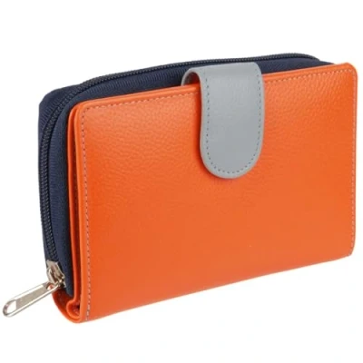 Image of Golunski Leather Ladies Zip Around Medium Purse/Wallet Orange Multi
