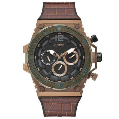 Image of GUESS Men Analog Quartz Watch with Leather Strap GW0326G2