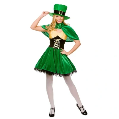 Image of Wicked Costumes Adult Womens Lucky Leprechaun Fancy Dress Costume Small (UK 10 12)