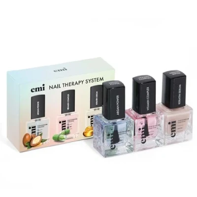 Image of Nail Care Power Trio for strong, healthy, and nourished nails Vitamin Therapy Argan A, E, F Complex Keratin Serum protective shield Emi System