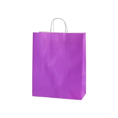 Image of Thepaperbagstore 10 Purple Paper Bags With Handles Colourful Gift for Adults and Kids Carrier Shopping, Party, Birthdays Weddings 25x11x31cm