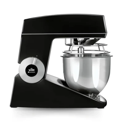 Image of Witt Teddy Varimixer Large 5 Litre Food Mixer For Baking With Bowl Including Whisk, Beater, Hook, Lid, Splash Guard, Filling Chute. Crafted Precision And Durability (Black)