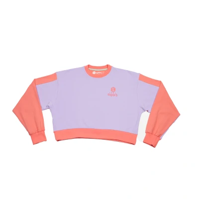 Image of Superb Be Happy RSC S2102 WoMens short long sleeved round neck sweatshirt Lilac Cotton Size Medium