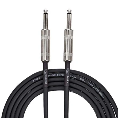 Image of Amazon Basics TS 1/4 Inch Straight Instrument Auxiliary Cable for Electric Guitar/Bass and Keyboard, 3 m, Black