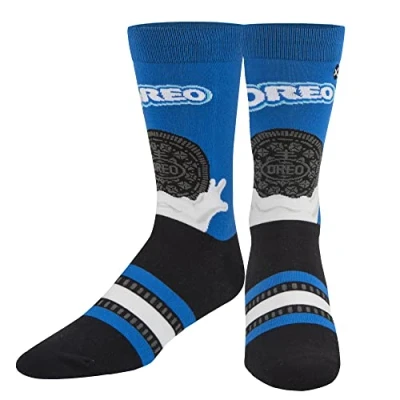 Image of Odd Sox, Oreo Cookies Funny Socks for Men &amp; Women, Novelty Print, Crew Length, Milk, Large