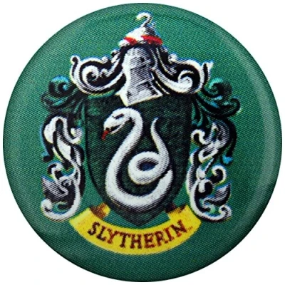 Image of Harry Potter Button Badge Pin Slytherin School Coat of Arms Official