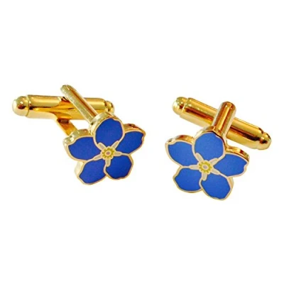 Image of The Masonic Collection Forget Me Not Cufflinks for Men With Blue Enamel and Orange Swarovski Stone Comes in Cufflink Box Quality Freemason Gifts