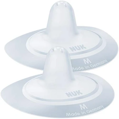 Image of NUK Breastfeeding Cones, Shield, Protects Against Sore Nipples, Thin Silicone, Size M (20 mm), Includes Protective Box, Pack of 2
