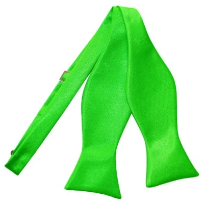 Image of DQT Men Self Tied Plain Satin Tuxedo Bow Tie Apple Green