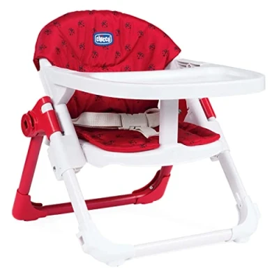 Image of Chicco Chairy Booster Seat 6 Months to 3 Years (15 kg), Highchair Convertible into Children&#039;s Chair, Portable, Adjustable and Rolling, Compact Closure Removable Tray Ladybird Red (Ladybug)