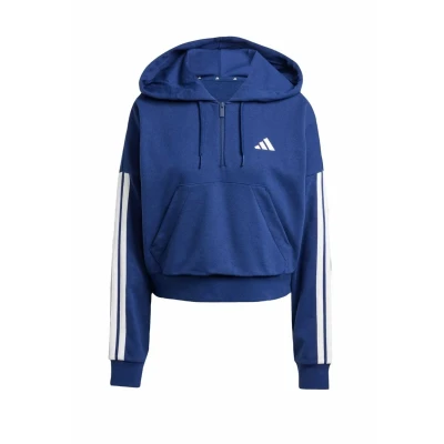 Image of adidas Sportswear Essentials 3 Stripes Quarter ZIP Sweatshirt Dark blue white, Women&#039;s, Size: XS, white