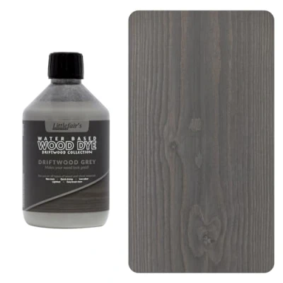 Image of Littlefair&#039;s Wood Stain Water Based 500 ml Indoor Furniture Light &amp; Dark Finishes Special Non Toxic Eco Friendly Formula for Crafts Colour: Driftwood Grey