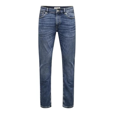 Image of ONLY &amp; SONS Mens Onswarp Skinny Blue 3229 Noos Jeans, Denim, 30W / 30L UK
