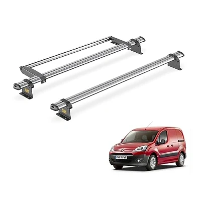 Image of Van Guard Trade Roof Rack for Citroen Berlingo (2008 2018) 2 Steel Bars &amp; Rear Ladder Roller [Only Suitable Short Wheelbase (L1)] UltiBar SB271 2/VGR 13