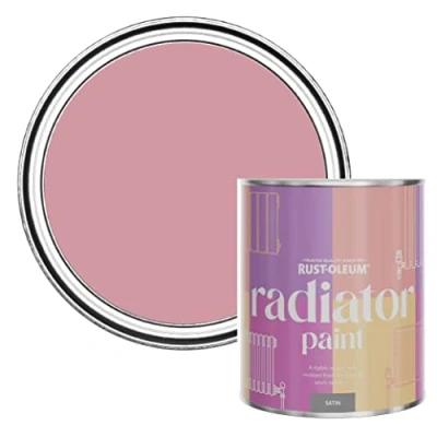 Image of Rust Oleum Pink Heat Resistant Radiator Paint in Satin Finish Dusky 750ml