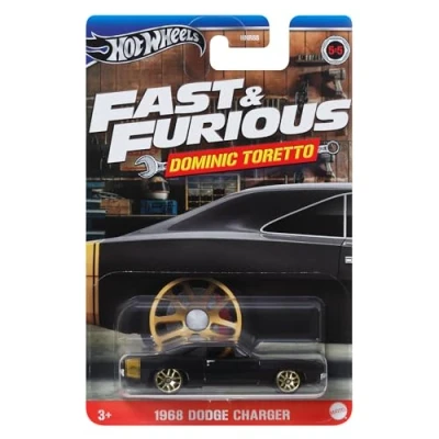 Image of Hot Wheels Fast and Furious Dominic Toretto Car 1968 DODGE CHARGER Model Die Cast Scale 1:64 Length 7 cm HRW49