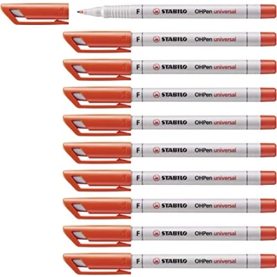 Image of Overhead Pen STABILO OHPen universal Water Soluble Fine Pack of 10 red