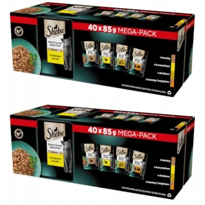 Image of Sheba 80 x 85g Adult Cat Food Pouches Select Slices Poultry Collection In Gravy