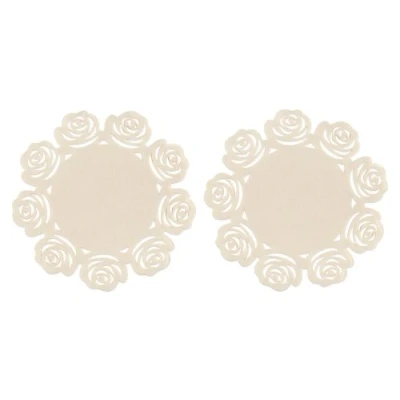 Image of Premier Housewares Rose Design Placemats Set of 2, Ivory