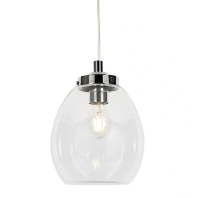 Image of LITECRAFT Quincy Ceiling Pendant Bathroom 1 Light with Glass Shade Polished Chrome