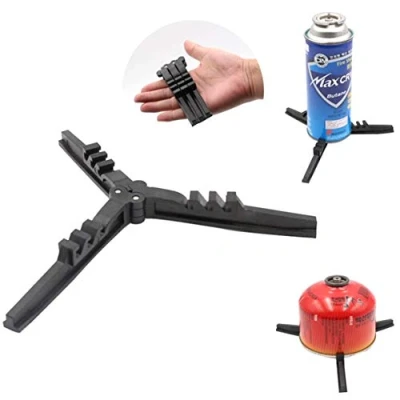Image of Szaerfa Portable Folding Canister Stand, Fuel Tripod Camping Gas Tank Bracket for Outdoor Hiking Cooking