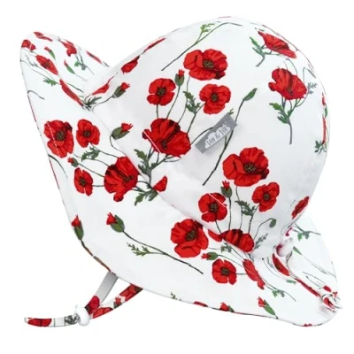 Image of JAN &amp; JUL Baby Sun Hat for Toddler Girls 50+ UPF Protection (M: 6 24 Months, Red Poppy)