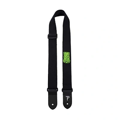 Image of Perri&#039;s Leathers Black with Tiki Embroidery Guitar Strap Cotton 1.5&quot; Wide, Adjustable 39&quot; to 58&quot; Long (Bass, Electric and Acoustic Strap)