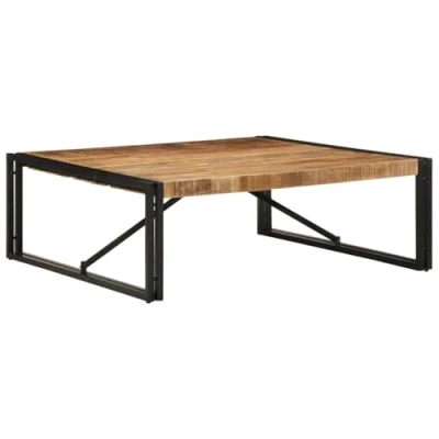 Image of vidaXL Coffee Table 100x100x35 cm Solid Mango Wood Square Lounge/Office/Patio Furniture with Iron Frame