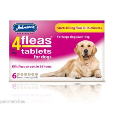 Image of Johnson&#039;s 4 Fleas Tablets for Large &amp; Small Dogs Dog Flea (Large over 11kg 6 Tabs)