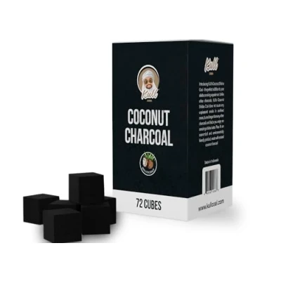 Image of KULL Shisha Coal 1Kg 25mm Cubes Coconut Charcoal 72 Pieces BBQ Hookah Accessories with 100min Burning Time Low Ash Content