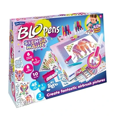 Image of John Adams BLOPENS Stencil Magic: Create fantastic airbrush pictures Arts &amp; crafts Ages 4+, Red
