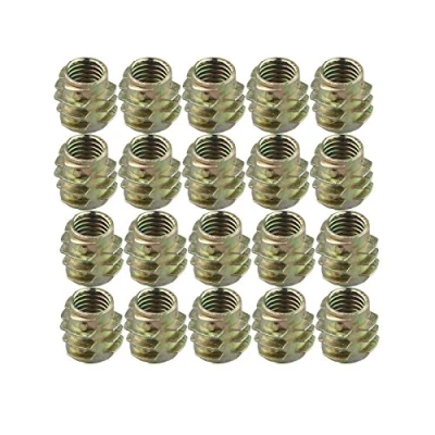 Image of HALJIA 20 PCS M8 x 13MM Insert Nut Wood Furniture Thread Screws Flange Hex Socket Fasteners for Beds Wardrobe Cabinet Crib