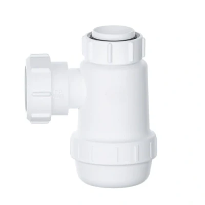 Image of Hulthor Shallow 32mm Bottle Trap Sink for Bathroom Sink, White Basin Waste Trap, Kit