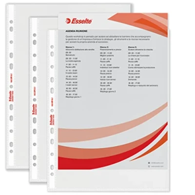 Image of Esselte 395697300 Copy Safe Universal Multi Punched Pockets, Standard 22 x 30 cm, Embossed, Pack of 200