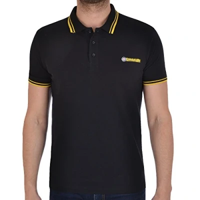 Image of Lambretta Mens Target Logo Tipping PK Polo Shirt BlkYel S