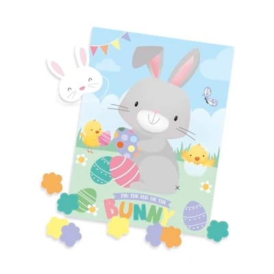 Image of Eurowrap Pin The Tail on Bunny Game Easter Party with 8 Tails Activities for Family Happy Decoration Supplies
