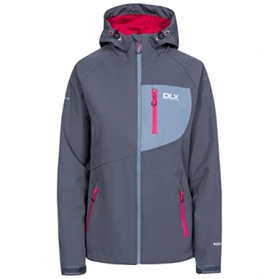 Image of DLX Ronda, Carbon, XXS, Waterproof Softshell Jacket with Concealable Hood for Women, XX Small / 2X 2XS, Grey