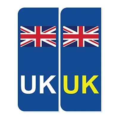 Image of Pack of 2 UK Car Sticker Self Adhesive (105 x 40 mm) Waterproof Stickers for Europe Vehicles Packwith®
