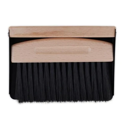 Image of Relaxdays Mini Dustpan and Brush, Tabletop Broom, Cleaning Equipment, Kitchen &amp; Camping, Metal Wooden, Black/Natural, Wood, 4 x 15.5 11 cm