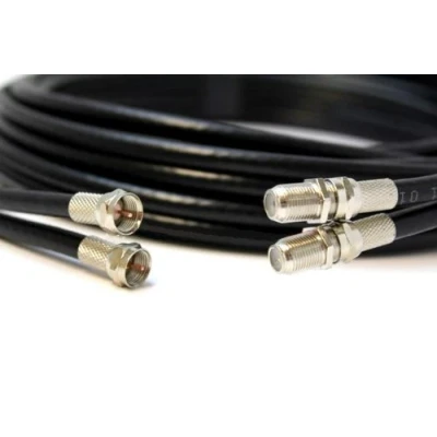 Image of RosenetSys BLACK 10m Satellite Extension Cable, Twin Coaxial, UK Digital 4K Ultra HD suitable for Sky Q, and Sky+ Freesat (Black, 10m)