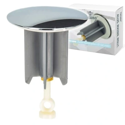 Image of tecuro 12007 Universal Eccentric Plug Drain 64 mm Chrome Plated for Washbasins